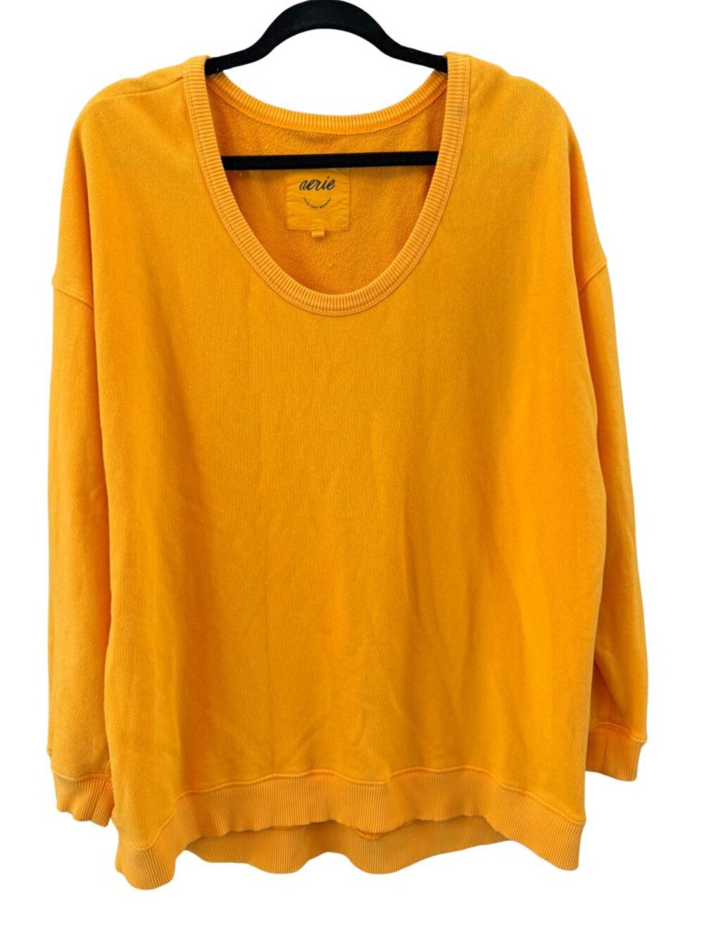 Aerie Mustard Yellow Oversized Cotton Scoop Neck Sweatshirt Small